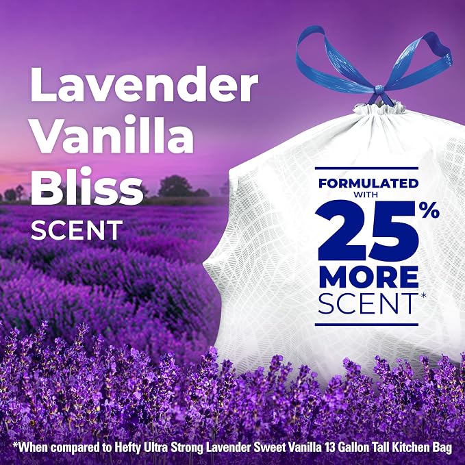 Hefty Ultra Strong Signature Scents 13G Trash Bags, Lavender Vanilla, 80ct | 13 - Image 4