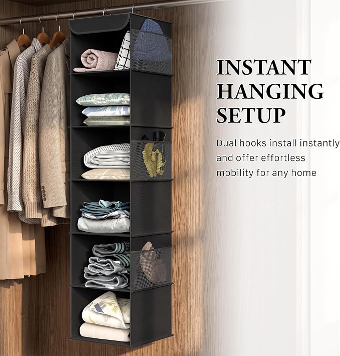 Simple Houseware 6 Shelf Hanging Closet Organizer, Top Support Metal Frame - Image 6