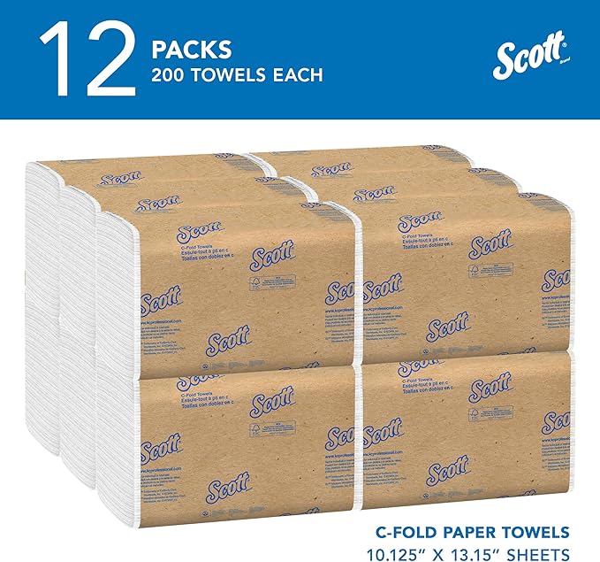 Scott Professional C-Fold Paper Hand Towels, 12 x 200 Sheets | Universal - Image 2