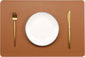 Fall Placemats Set of 4 Wipeable Table Mats Easy to Clean Waterproof Kitchen Mats for Dining Table Outdoor Indoor (4, Brown)