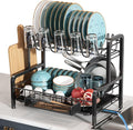 BOOSINY 2 Tier Black Stainless Steel Dish Drying Rack by Boosiny