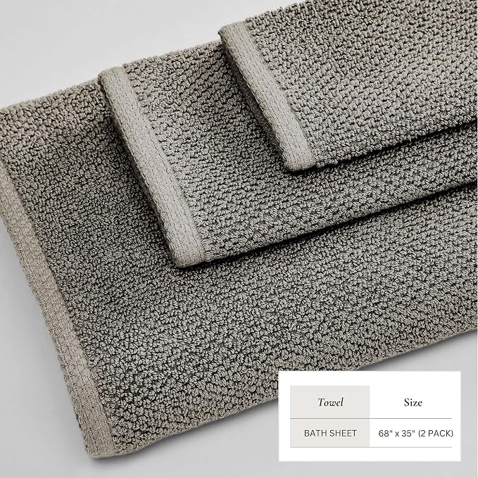 Great Bay Home 100% Cotton Oversized 2 Pack 68x35 Extra Large Towel Set - Image 4