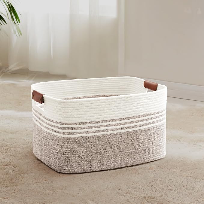 45L Small Woven Laundry Basket Hamper by SunNewt