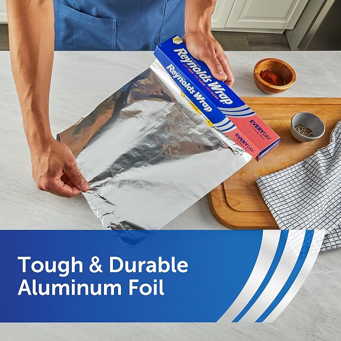 Reynolds Wrap Everyday Strength Aluminum Foil Roll, 12 Inch Wide, 100sq ft | 12 - Image 4