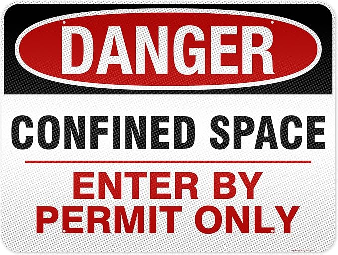 Danger Confined Space Enter By Permit Only Sign, 36x48 Inches, Reflective, Rust Free DiBound, Fade Resistant, Made in USA by My Sign Center