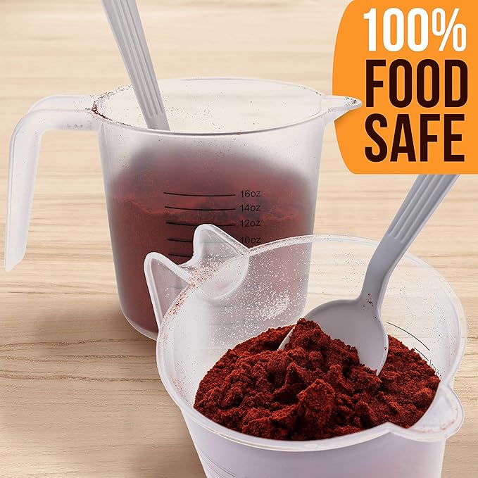 U.S. Kitchen Supply Plastic Measuring Cups with Handles - 16 oz (500 ml) Liquid Measuring Cup Set of 6 - Clear Microwave Safe Kitchen Cups - Measure in mL or Ounces, Measurement Cup for Cooking
