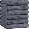 Homaxy 100% Cotton Oversized Waffle Weave Kitchen Towels 6-Pack, Dark Grey | 20 by Homaxy