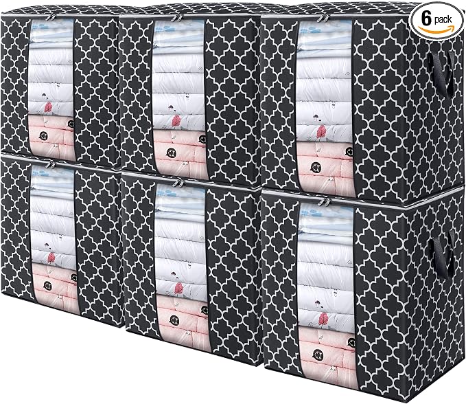 Storage Bags 6 Pack 100L Clothes Organization and Storage Containers | Large by WiseLife