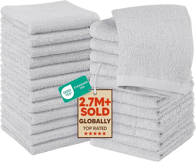 Utopia Towels 24 Pack Washcloths, 12x12 in, 100% Cotton, Fast Drying Soft Feel by Unknown