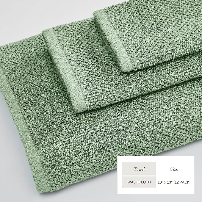 Great Bay Home 100% Cotton 12-Pack 13x13 Wash Cloth - Image 4