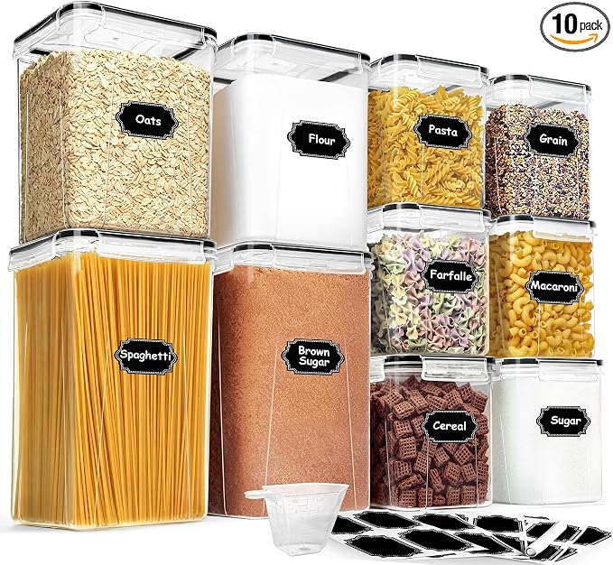 Flour Sugar Storage Containers, 10 Pack Large Airtight Food Storage Containers by HKJ+Chef
