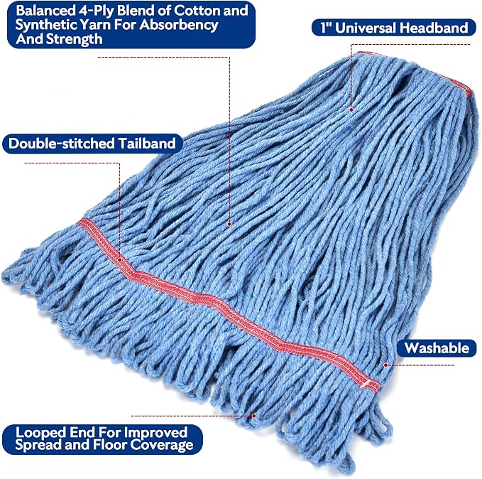 Matthew Cleaning 24oz Heavy Duty Mop Head Commercial Replacement - Image 3