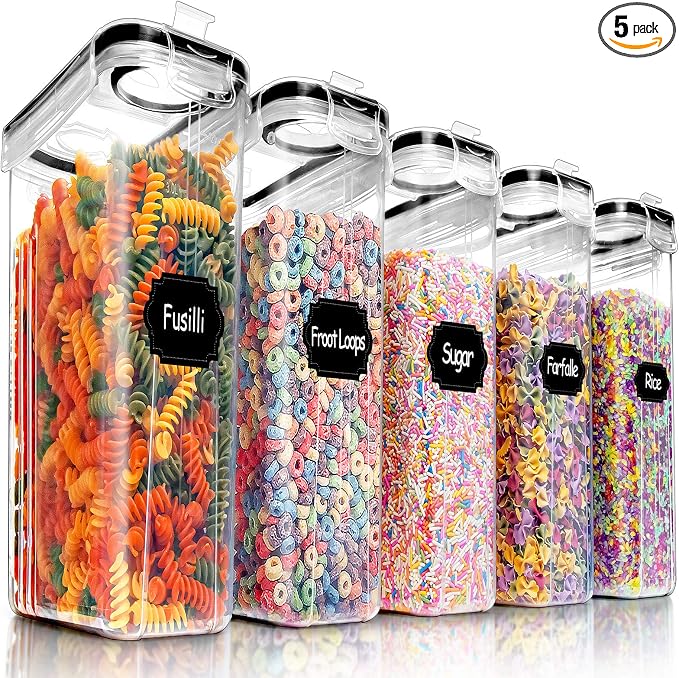 5PCS Large Cereal Containers Storage, Food Storage Containers | Plastic Dry by PRAKI