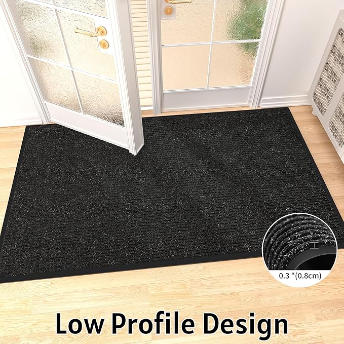 Front Door Mat Indoor Outdoor Entrance, 36" x 72" All-Season Heavy Duty Waterproof Doormat, Non-Slip Absorbent Entryway Mat, Easy to Clean, Low Profile Commercial Floor Mat for Indoor Outdoor