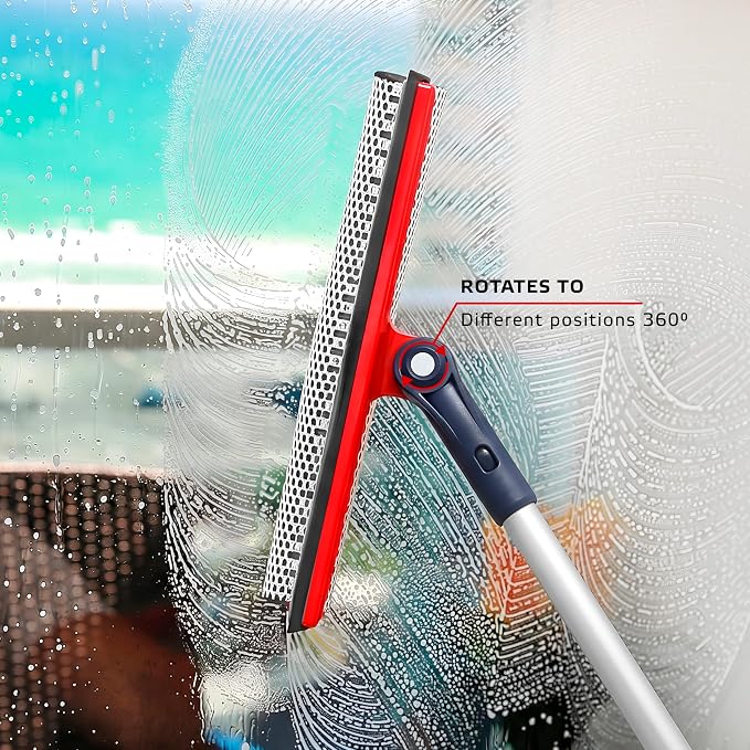 Professional Window Squeegee | 2-in-1 Window Cleaner Sponge and 10" Soft Rubber - Image 2