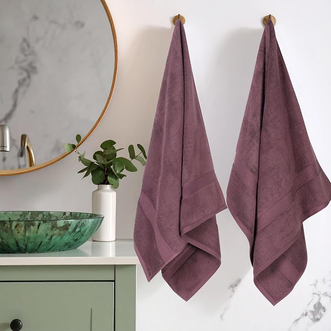 SUPERIOR Egyptian Cotton Plush & Absorbent, Bath Towel Set of 2, Plum | Quick - Image 2