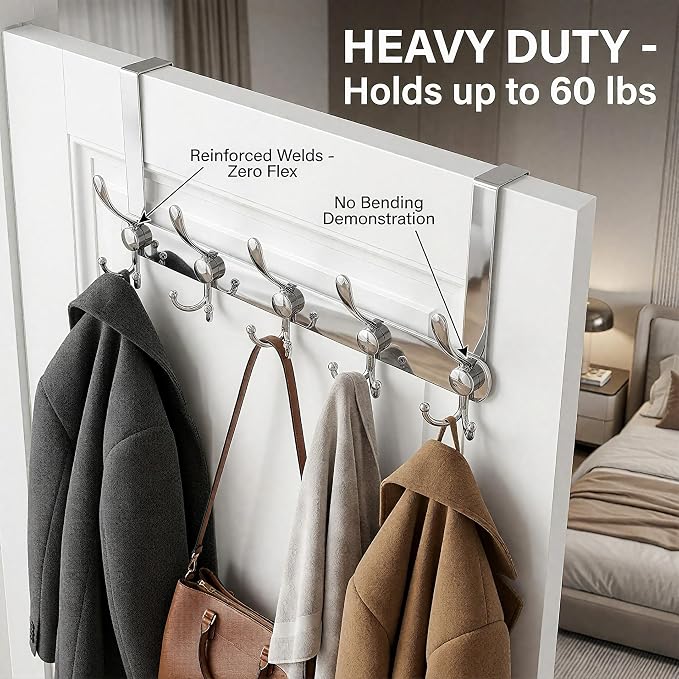 Over The Door Hooks, Heavy Duty Door Hanger - Image 6