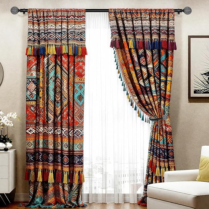KAMANINA Wood Curtain Holdbacks 2pcs Black | Imitation Wood Grain, Size: 4.3" W - Image 3