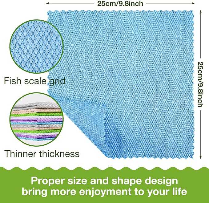 Patelai 9 Pcs Fish Scale Streak Free Microfiber Glass Mirror Cleaning Cloth - Image 2