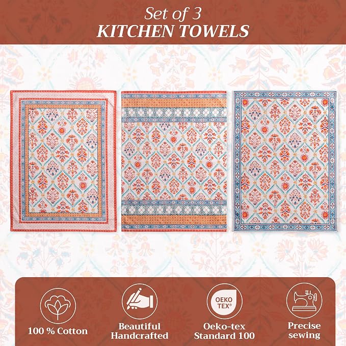 Maison d' Hermine Kitchen Towels Set of 3 Reusable 100% Cotton 27.50" x 20" - Image 2
