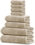8 Piece Towel Set, 2 XL Bath, 2 Hand, 4 Washcloth, Lighter Weight, Quicker to by TensTowels