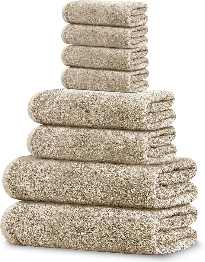 8 Piece Towel Set, 2 XL Bath, 2 Hand, 4 Washcloth, Lighter Weight, Quicker to by TensTowels
