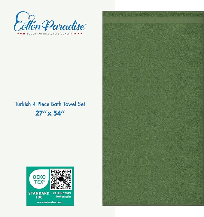 Cotton Paradise Turkish Towel Set, Soft Absorbent Quick Dry, 4 Piece Bath Towel - Image 5