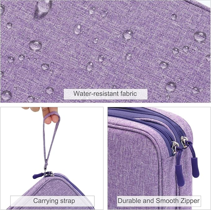 FYY Electronic Organizer, Travel Tech Pouch Bag, Dark Purple | Wrist Strap - Image 4