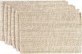 Sweet Home Collection 100% Cotton Placemats for Dining Room Rectangle Two Tone Woven Fabric 13" x 19" Soft Durable Table Mat Set, Set of 6, Eggshell