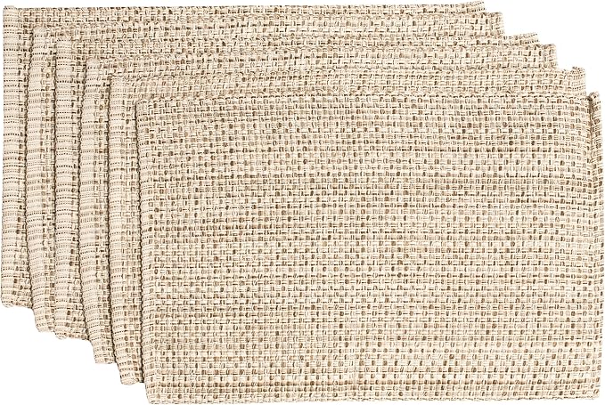 Sweet Home Collection 100% Cotton Placemats for Dining Room Rectangle Two Tone Woven Fabric 13" x 19" Soft Durable Table Mat Set, Set of 6, Eggshell