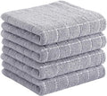 Homaxy 100% Cotton Terry Kitchen Towels, 4 Pack, Light Grey by Homaxy
