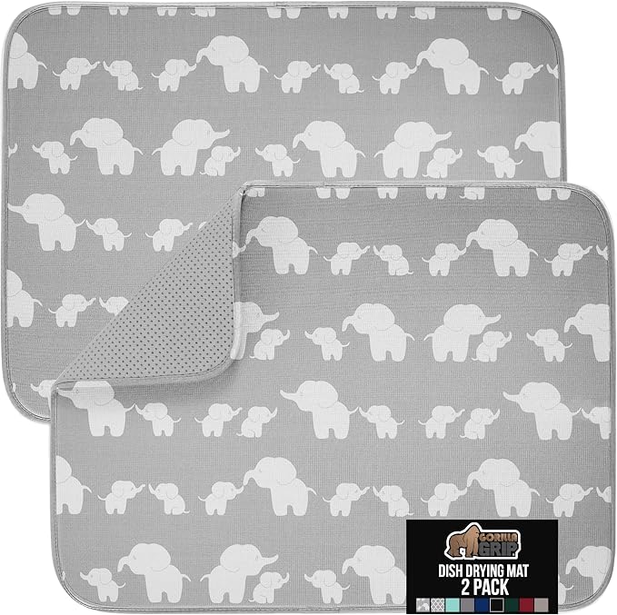 GORILLA GRIP Ultra Water Absorbent Microfiber Dish Drying Mat, 18x24 2 PK by Unknown