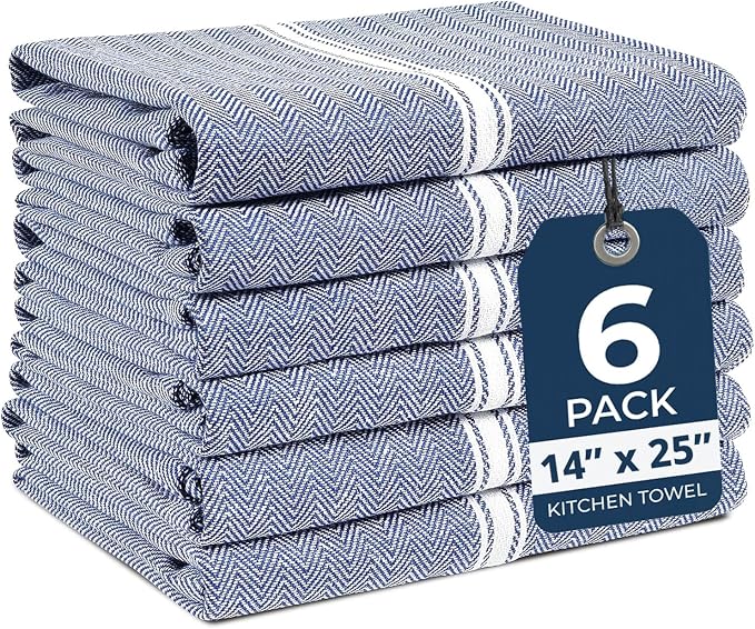 LANE LINEN Kitchen Towels 100% Cotton Absorbent Lint-Free 6 Pack by LaneLinen