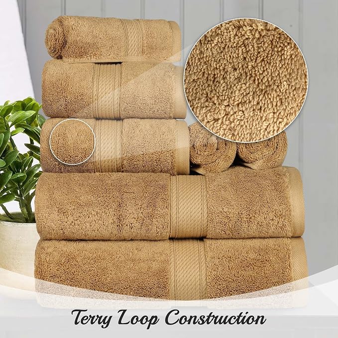 Superior Egyptian Cotton Ultra Plush & Absorbent, 10 Piece Set, Toast | Quick - Image 3