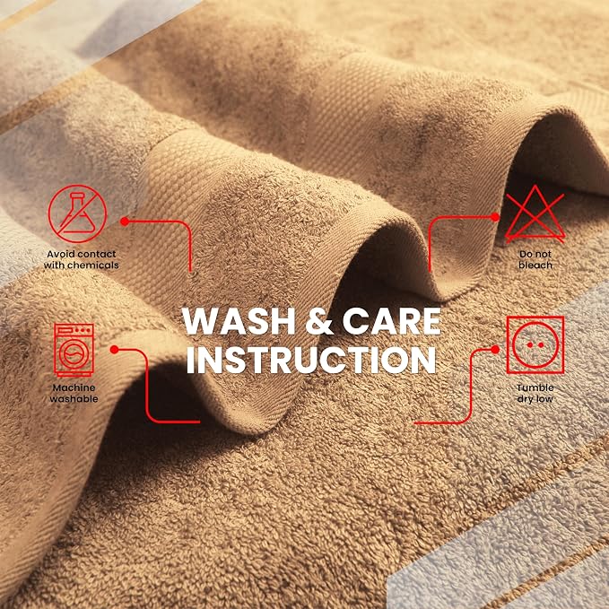 Infinitee Xclusives 100% Cotton Bath Towel Set – 8 Piece Bathroom Towel Set | – - Image 7