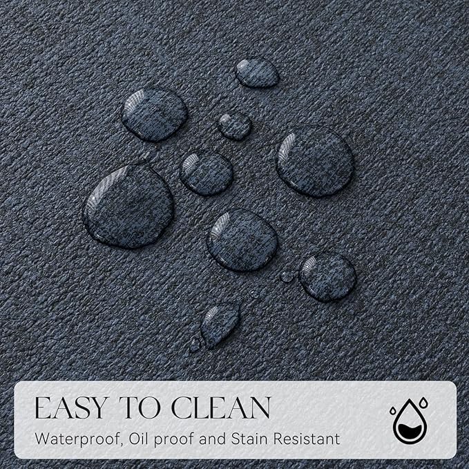 MOSAYT Faux Leather Placemats Set of 6, Heat Resistant Wipeable Washable Vinyl Place Mats with Coasters, Waterproof Oil Proof Table Mats for Kitchen Dining Party Outdoor, 12" x 17", Navy Blue
