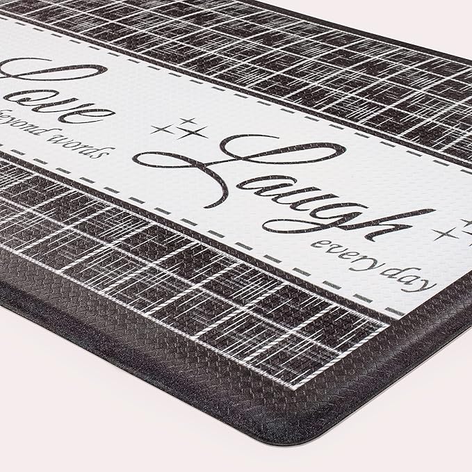 ACHIM Anti-Fatigue Floor Comfort Mat - 18 x 30 Inch (Live, Love, Laugh Charcoal) - Waterproof Non-Slip Rug - Easy to Clean Cushioned Mat for Kitchen, Bathroom, Standing Desk & Office Home Decor
