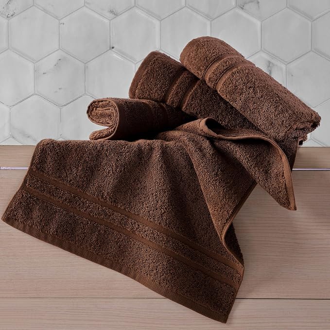 Hawmam Linen Brown Hand Towels 4 Pack Turkish Cotton Premium Quality Soft and - Image 2
