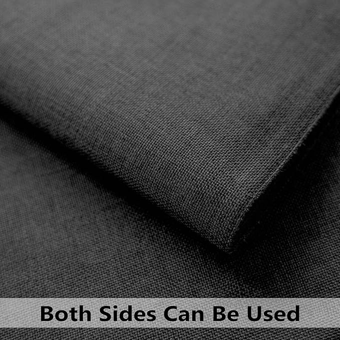 Demetex Black Placemats Set of 4 Stain Resistant Cloth Place Mats Heat Resistant Linen Table Plate Mats for Kitchen Dining Party Gathering, Black