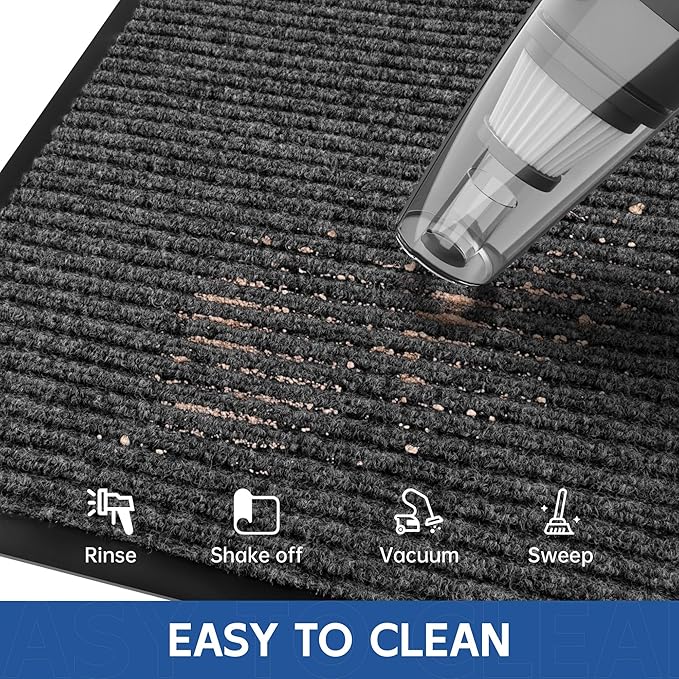 Front Door Mat, 4' x 6' Heavy Duty Indoor Outdoor Door Mat for Entryway, Commercial Door Mats Entrance, Low Profile Welcome Mats Non-Slip, Durable Rubber Backing Entry Mat for Patio, Home