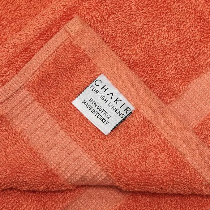 Chakir Turkish Linens 100% Cotton 4-Pack Hand Towels 16x30, Coral | Premium - Image 3