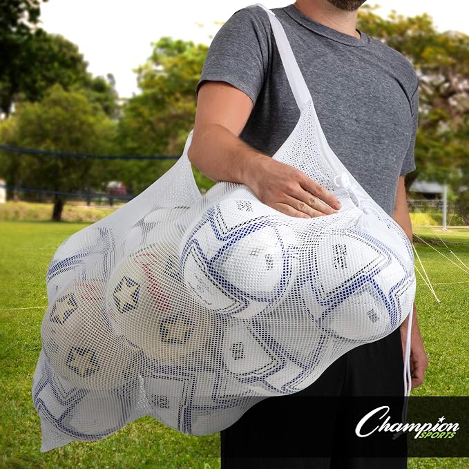 Champion Sports Mesh Equipment Bag – Heavy-Duty Nylon Drawstring Bag - Image 6