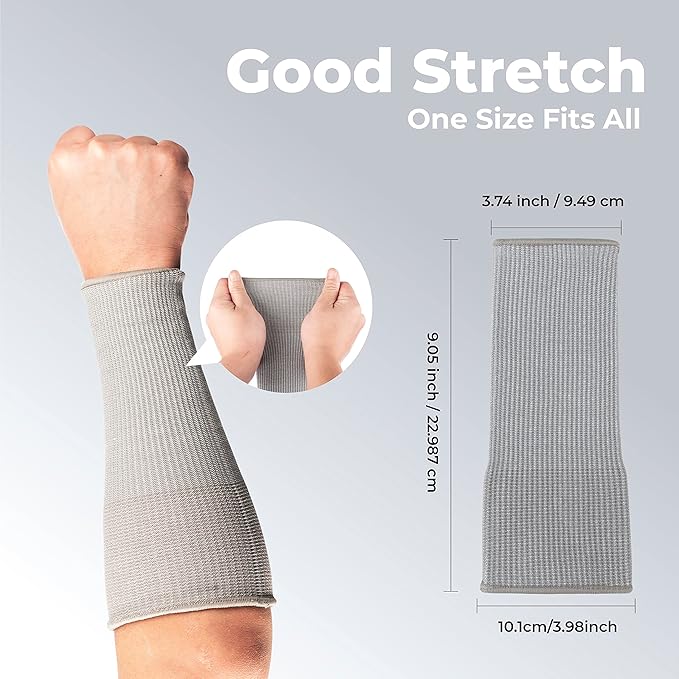 OriStout 4 Pairs Forearm Sleeves, Arm Protectors for Thin Skin and Bruising, Level 3 Cut Resistant Sleeves, Arm Protection for Gardening, Yard Working, Pet Grooming, Grey