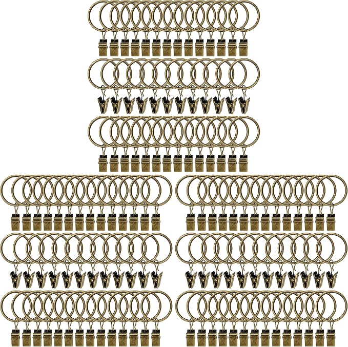 120 Pack Curtain Rings with Clips, Drapery Clips with Rings, Drapes Rings 1.26 by AMZSEVEN