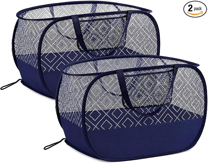 100L Extra Large Mesh Pop Up Laundry Hamper 2 Pack by NairSnow
