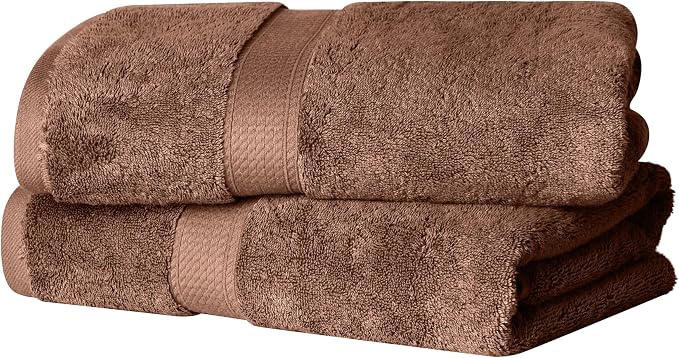 SUPERIOR Egyptian Cotton Plush & Absorbent, Bath Towel Set of 2, Chocolate | by SUPERIOR