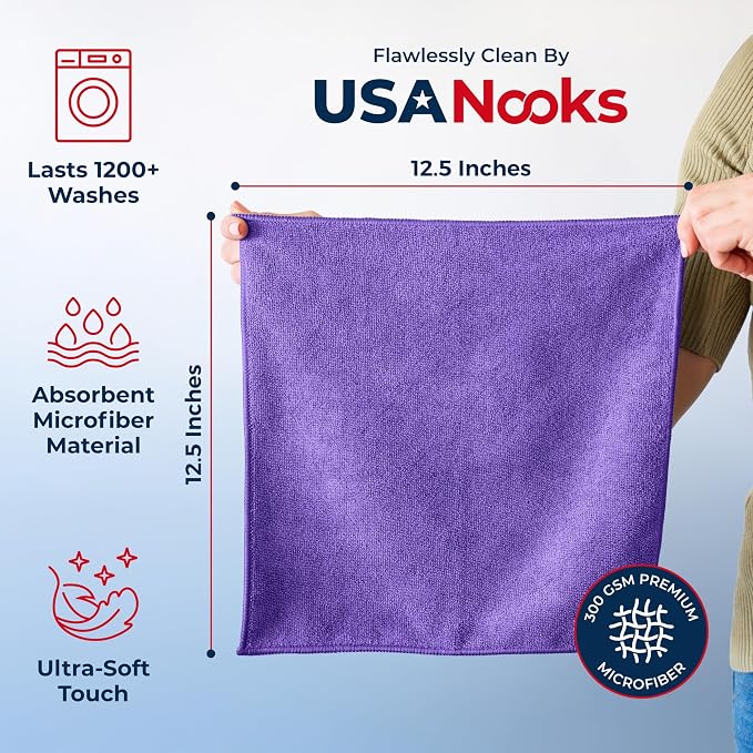 USANOOKS Premium 300GSM Microfiber Cleaning Cloth - Image 6