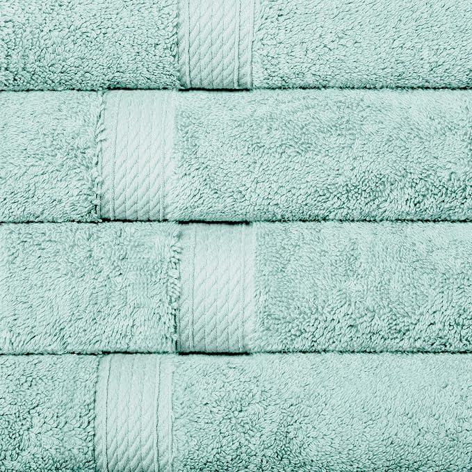 SUPERIOR Egyptian Cotton Plush & Absorbent, Hand Towel Set of 4, Sea Foam | - Image 4
