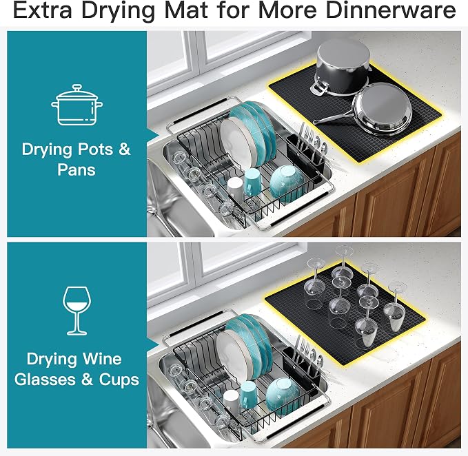 JASIWAY Black Dish Drying Rack in Sink - Image 3