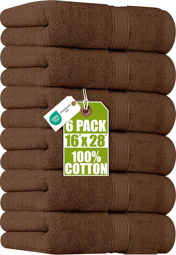 Utopia Towels 6 Pack Premium Hand Towels 16x28 in 600 GSM Cotton Dark Brown | by Unknown